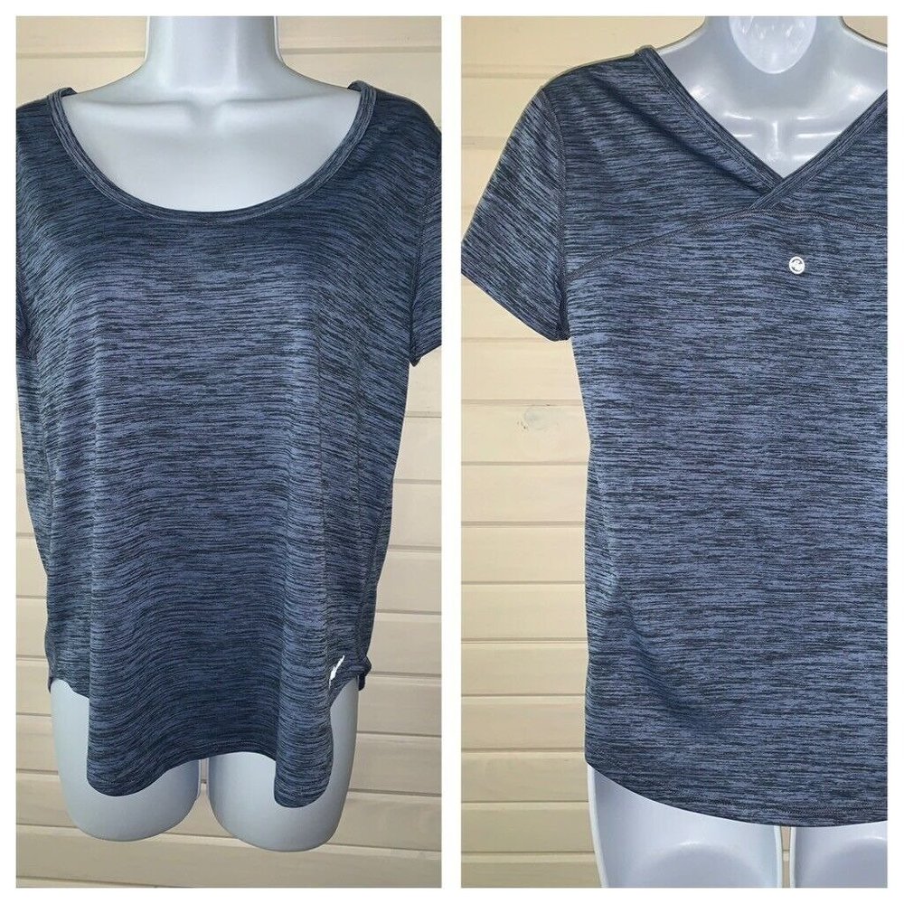 Eddie Bauer FreeDry Sz MEDIUM Blue Scoop Neck V-Back Athletic Casual T-Shirt EUC